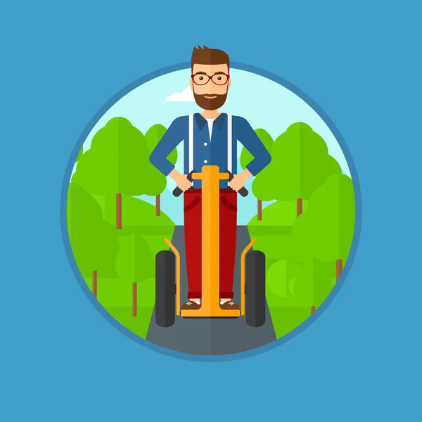 Hombre conduciendo scooter eléctrico . — Vector de stock