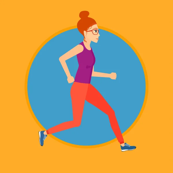 Mujer joven corriendo . — Vector de stock