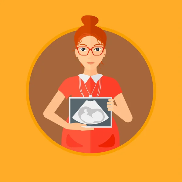 Femme enceinte avec image échographique . — Image vectorielle