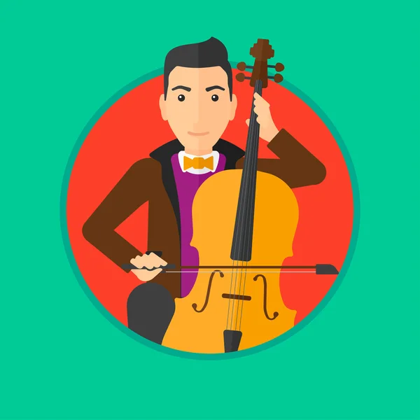 Man spelen cello. — Stockvector