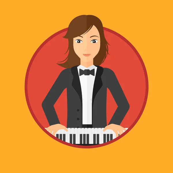 Vrouw speelde piano. — Stockvector