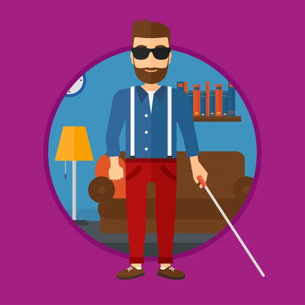 Blind man with stick. — Stock Vector