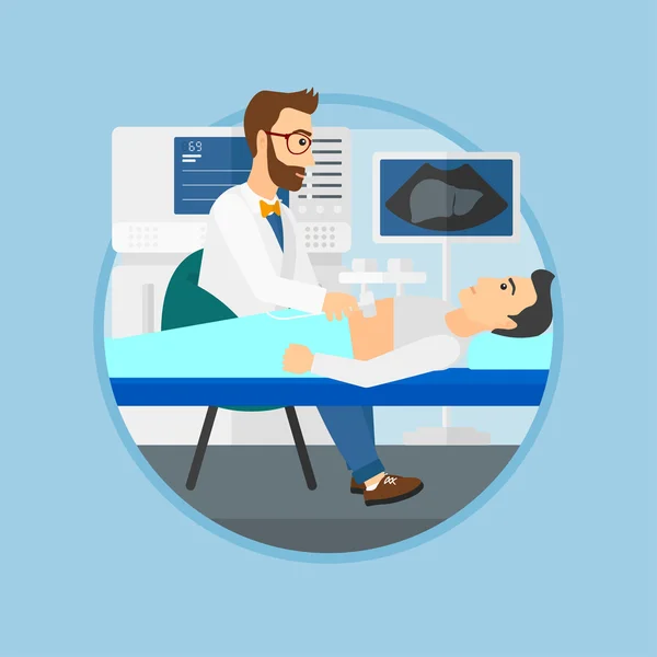 Patient during ultrasound examination. — Stock Vector