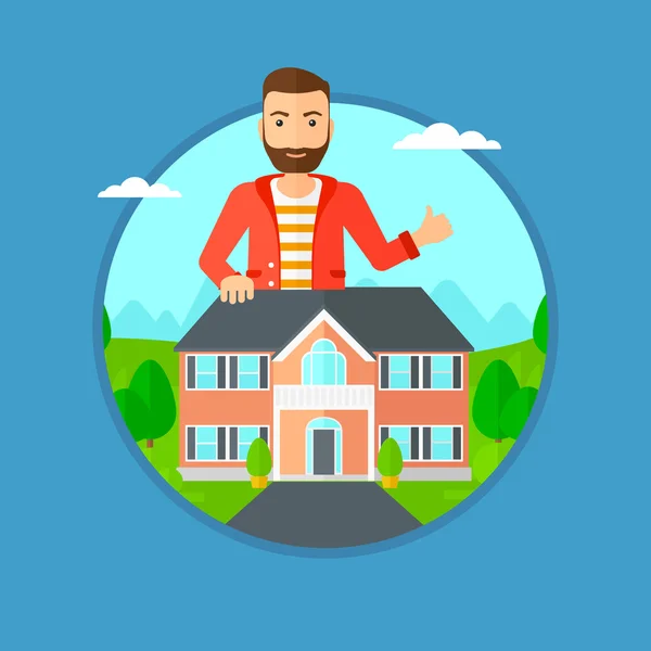 Real estate agent giving thumb up. — Stock Vector