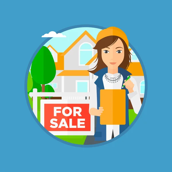 Real estate agent ondertekening contract. — Stockvector