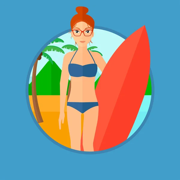 Surfista sosteniendo tabla de surf . — Vector de stock