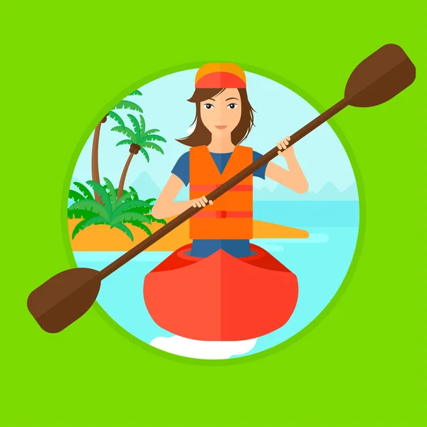 Femme équitation en kayak . — Image vectorielle