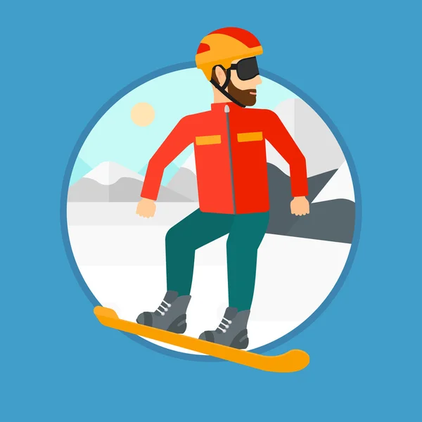 Fiatal férfi snowboard. — Stock Vector