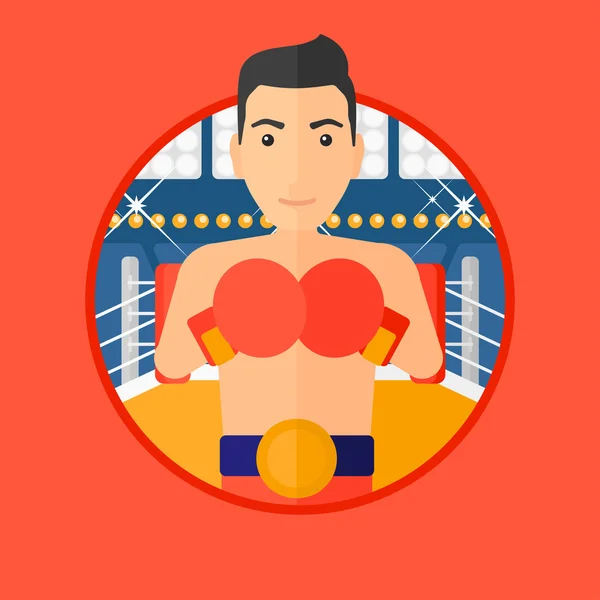 Boxeador seguro en guantes . — Vector de stock