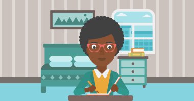 Yazı defteri ile muhabir.