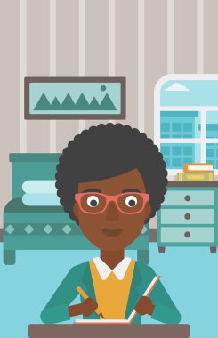 Yazı defteri ile muhabir.