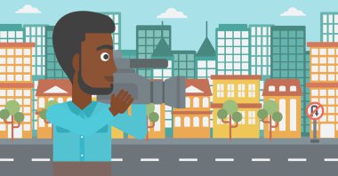 kameraman ile video kamera.