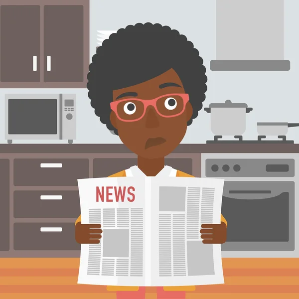 Mujer leyendo el periódico. — Vector de stock