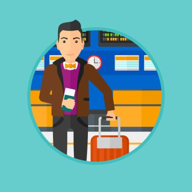 Adam bavul ve Havaalanında Bilet.