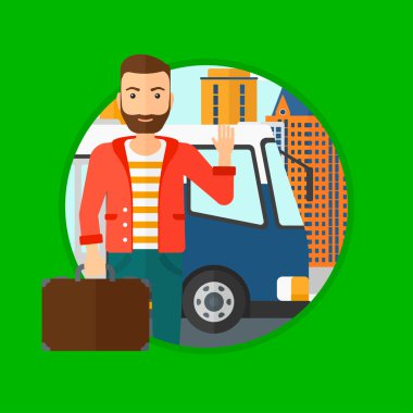 Otobüsle seyahat eden adam.