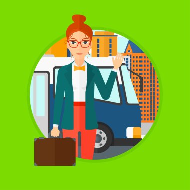 Otobüsle seyahat eden kadın..