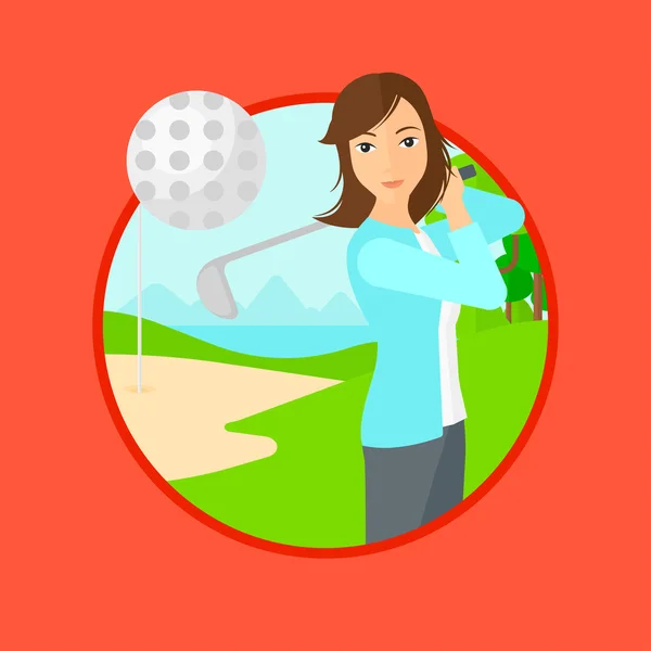 Golfeur frapper la balle . — Image vectorielle