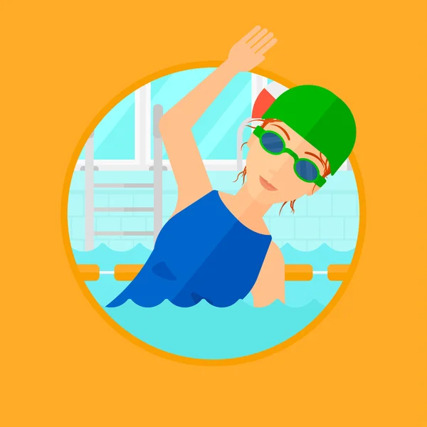 Mujer nadando en la piscina. — Vector de stock