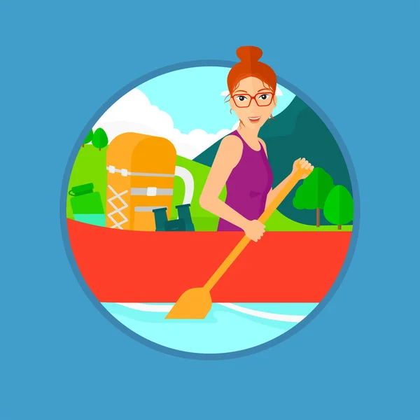 Woman riding in kayak.