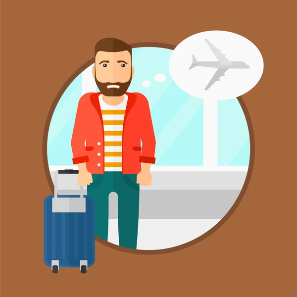 Man suffering from fear of flying. — Stock Vector