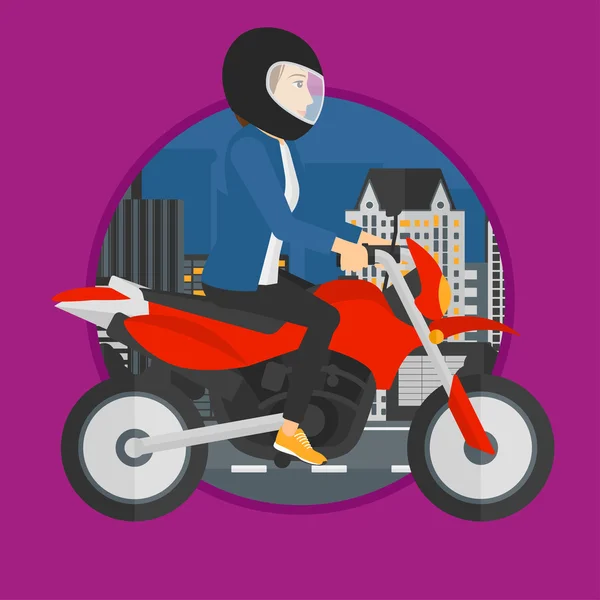 Woman riding motorcycle. — Stock Vector