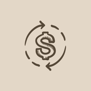 Doları sembol okları kroki simgesiyle.