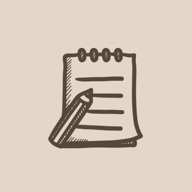 Yazı defteri ve kalem simgesi kroki.