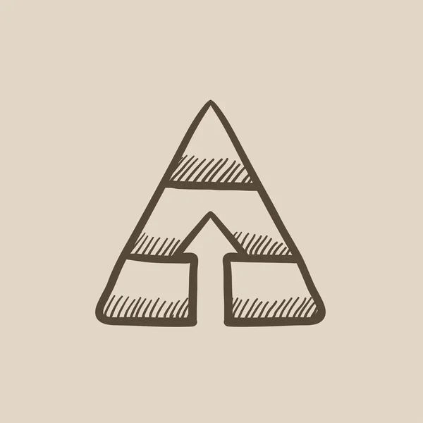 Pyramid with arrow up sketch icon. — Stock Vector