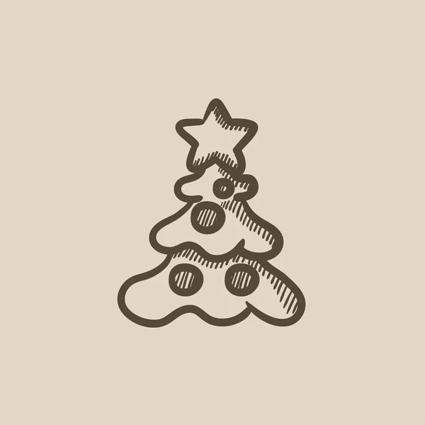 Árbol de Navidad con icono de dibujo de decoración . — Vector de stock