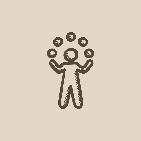 Hombre haciendo malabares con bolas bosquejo icono . — Archivo Imágenes Vectoriales