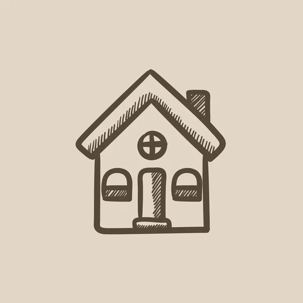 Rodinný dům skica ikony. — Stockový vektor