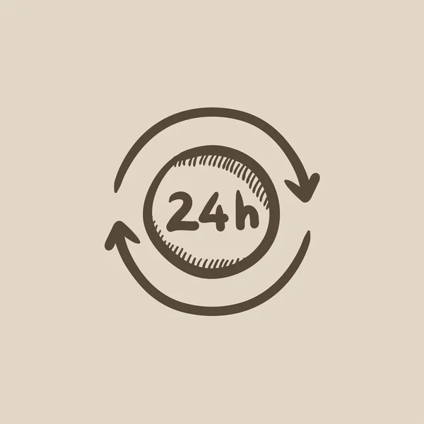 서비스 24 시간 스케치 아이콘. — 스톡 벡터