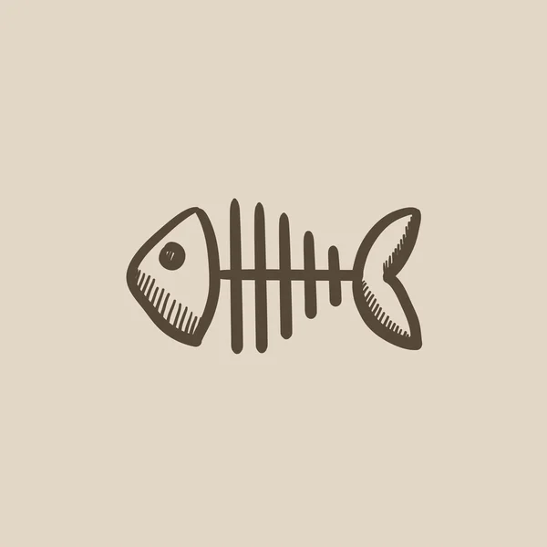 Sketch squelette de poisson icône . — Image vectorielle