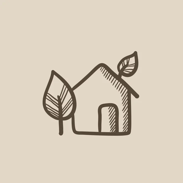 Eco-friendly icono del boceto de la casa . — Archivo Imágenes Vectoriales
