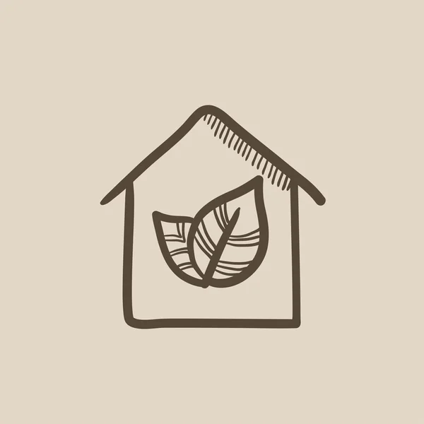 Eco-friendly icono del boceto de la casa . — Vector de stock