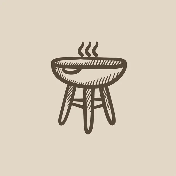 Waterkoker barbecue grill schets pictogram. — Stockvector