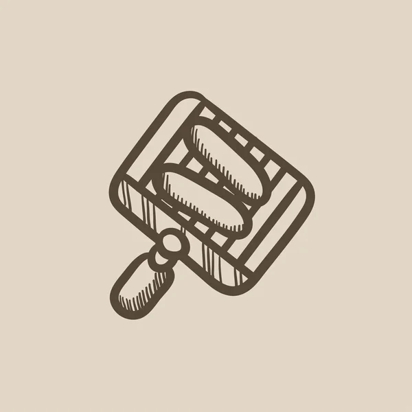 Saucisse grillée sur la grille pour icône de croquis barbecue . — Image vectorielle