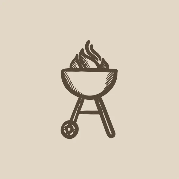 Bouilloire barbecue grill croquis icône . — Image vectorielle