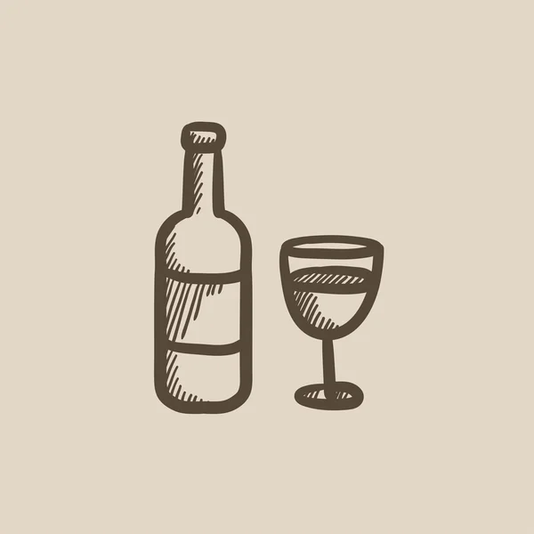 Botella de vino icono del boceto . — Vector de stock