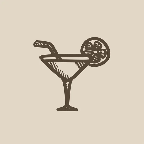 Cocktailglas schets pictogram. — Stockvector