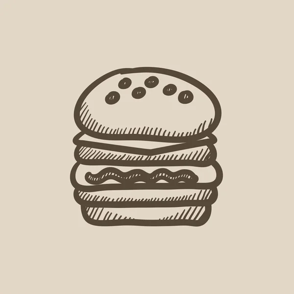 Ícone de esboço de hambúrguer duplo . — Vetor de Stock