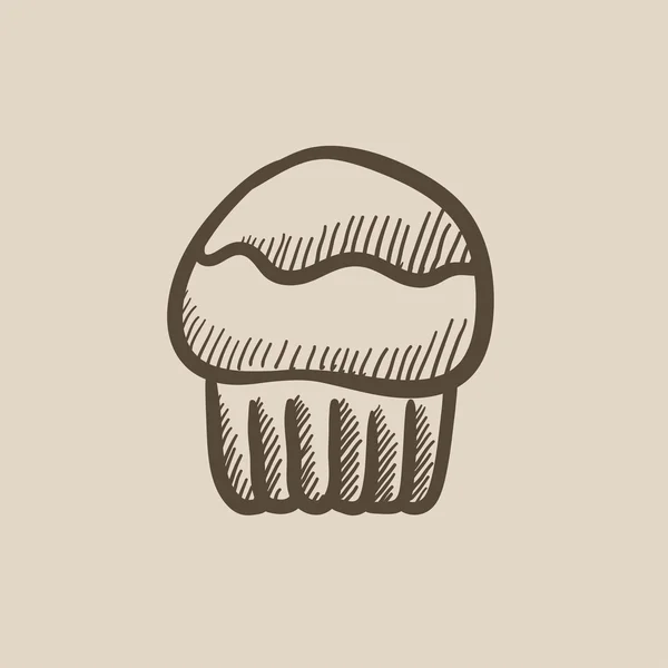 Cupcake vázlat ikon. — Stock Vector