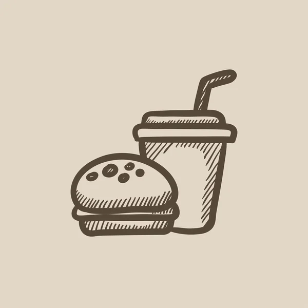 Fast food repas croquis icône . — Image vectorielle