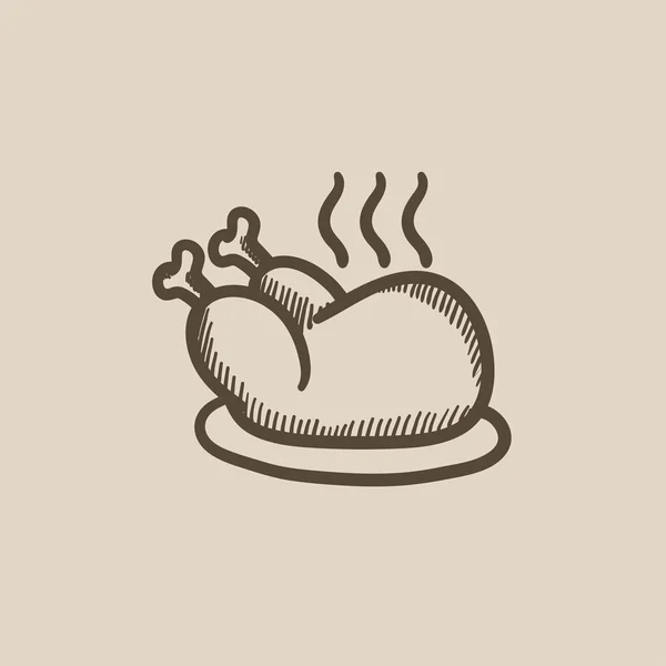 Cocinado icono de boceto de pollo entero . — Archivo Imágenes Vectoriales