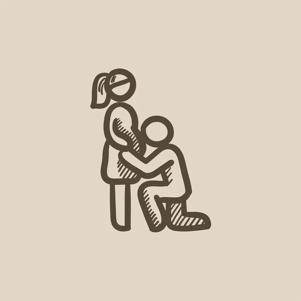 Uomo con moglie incinta schizzo icona . — Vettoriale Stock