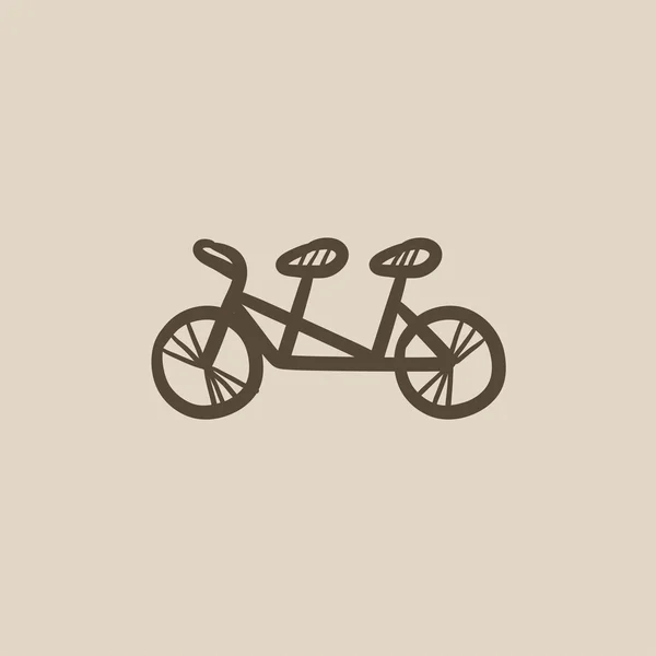 Icône de croquis de vélo tandem . — Image vectorielle