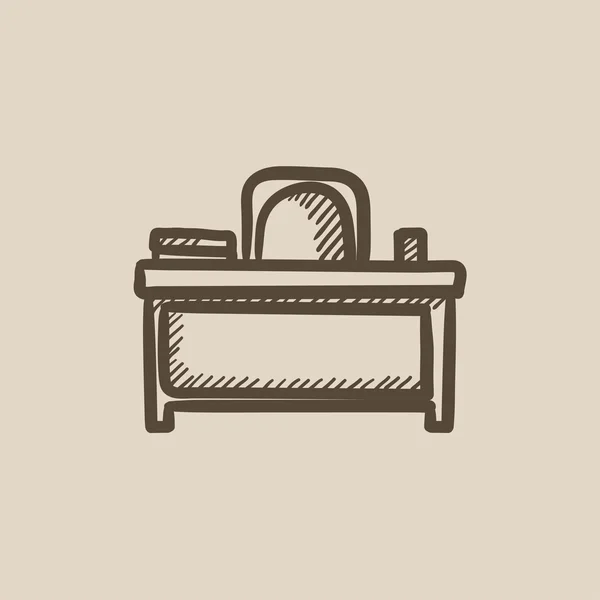 Biurko i krzesło ikonę szkicu. — Wektor stockowy