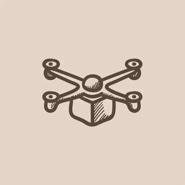 Drone livraison paquet croquis icône . — Image vectorielle