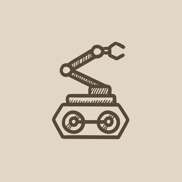 Průmyslové mechanický robot arm skica ikony. — Stockový vektor