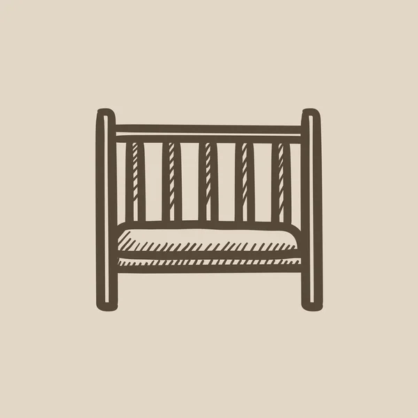 Baby cot sketch icon. — Stock Vector